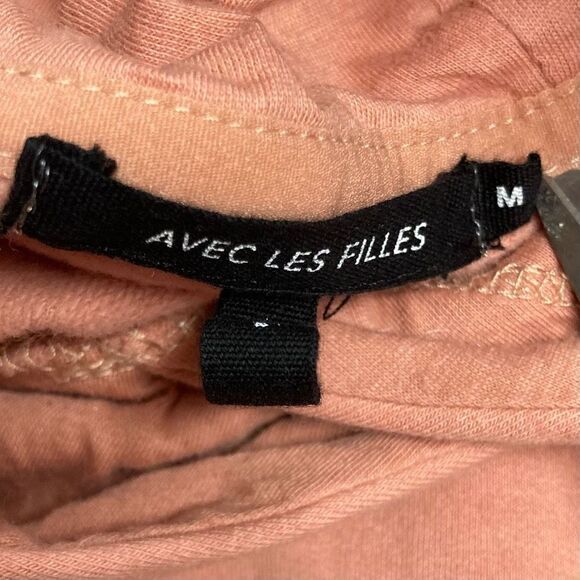 AVEC LES FILLES Women’s Hooded Cut-Out Peach Sweatshirt Size Medium - Picture 6 of 10